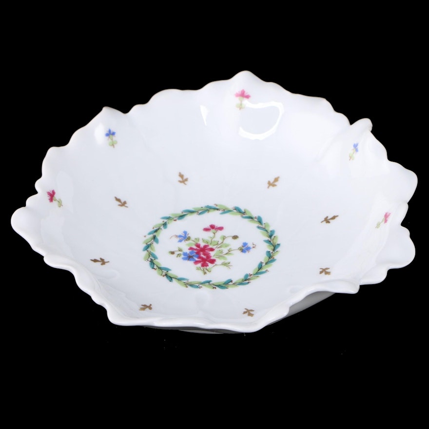 Haviland Floral Porcelain Ruffled Edge Centerpiece Bowl