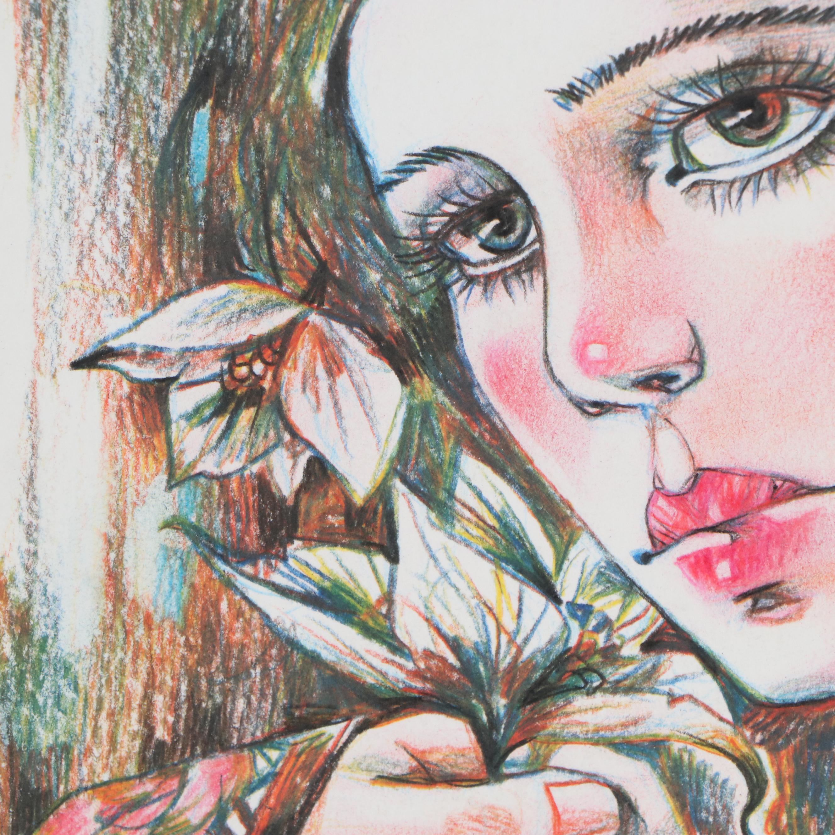 Maria Ramazanova Female Nude Colored Pencil Drawing