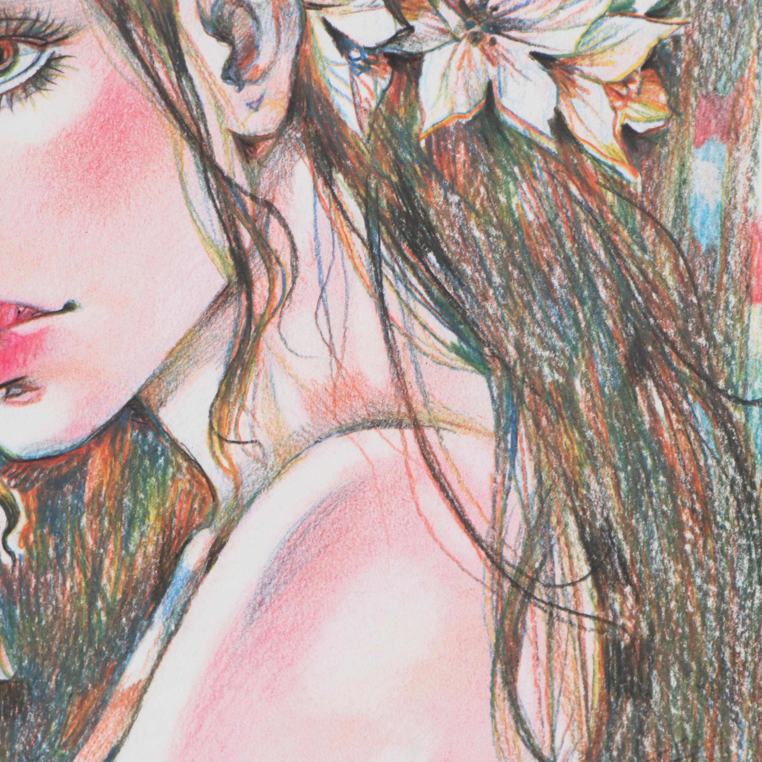 Maria Ramazanova Female Nude Colored Pencil Drawing