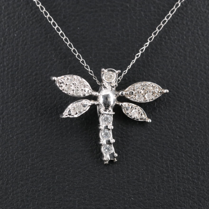 14K Diamond Dragonfly Necklace