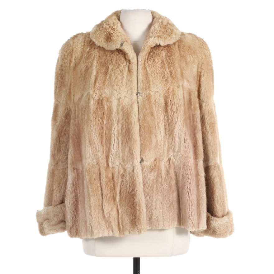 Bleached and Sheared Muskrat Fur Capelet with Turned Back Cuffs by Jackson's