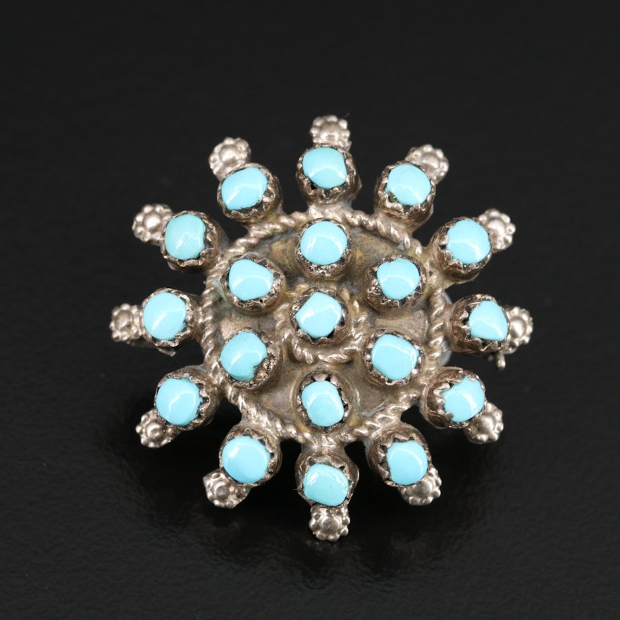 Sterling Silver Turquoise Converter Brooch