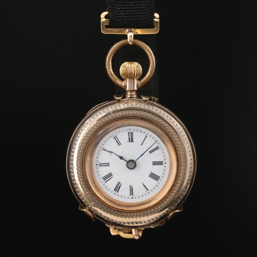 Antique Louis Jacot Gold Filled Pocket Watch with Wrist Strap