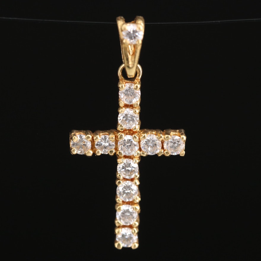 14K Diamond Cross Pendant