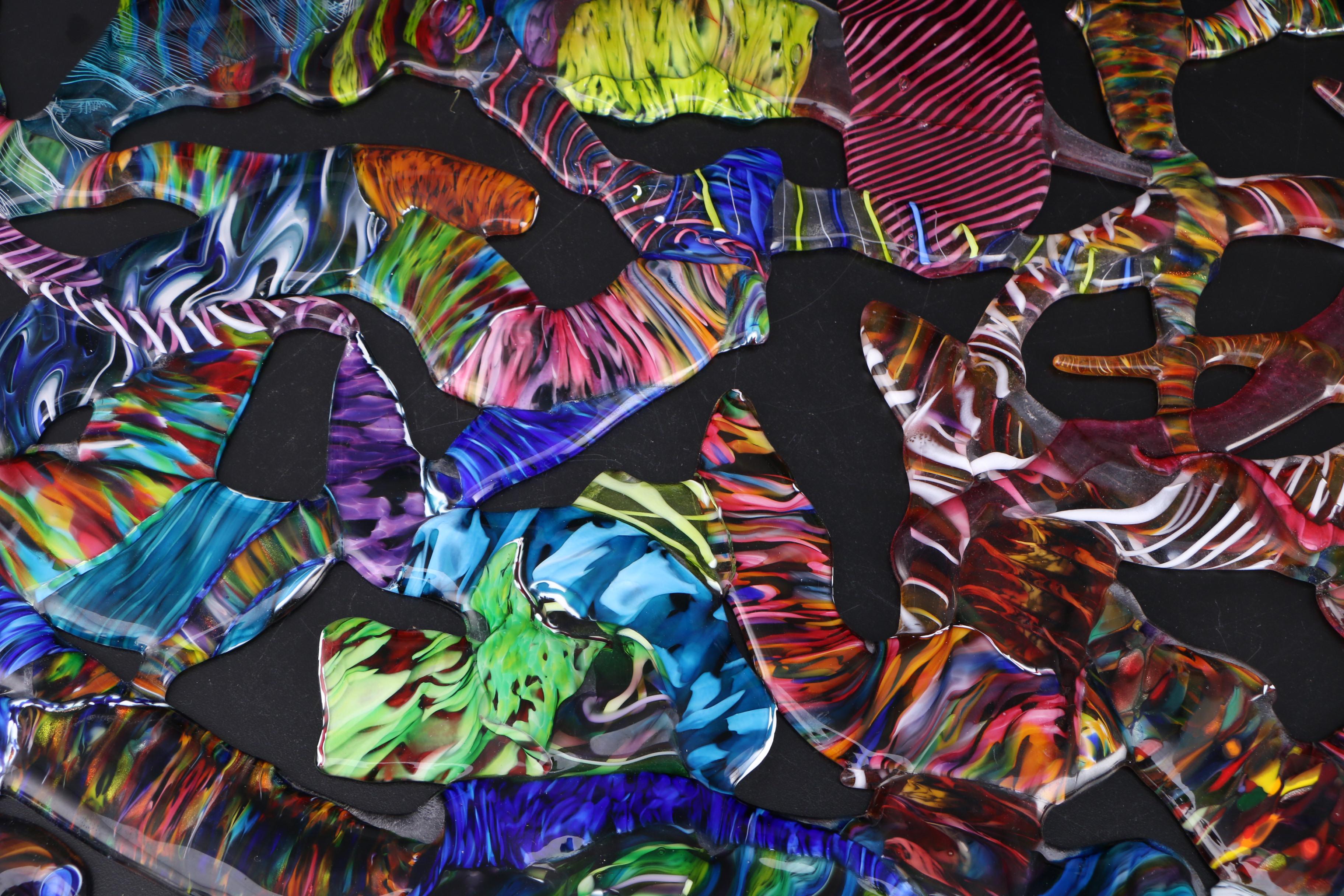 Darren Goodman Abstract Fused Glass Wall Sculpture, 21st Century