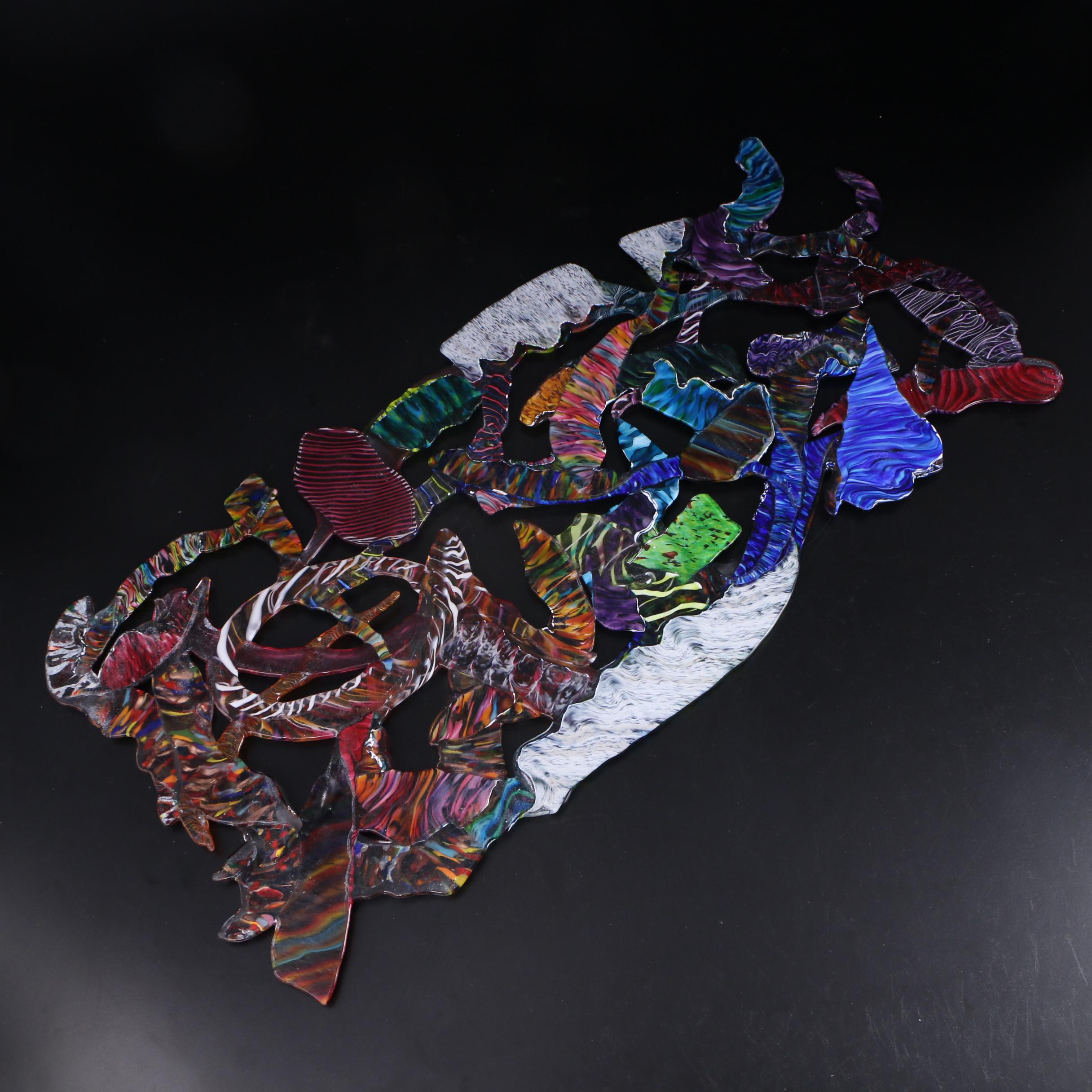 Darren Goodman Abstract Fused Glass Wall Sculpture, 21st Century