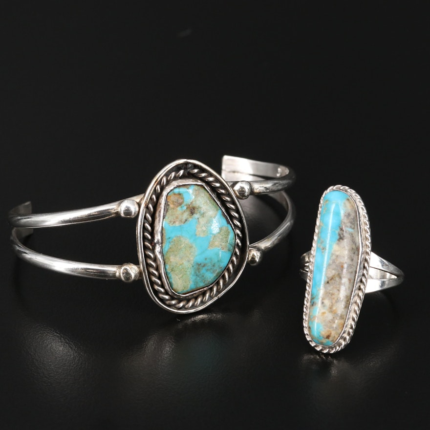 Sterling Turquoise Pointer Ring and Cuff