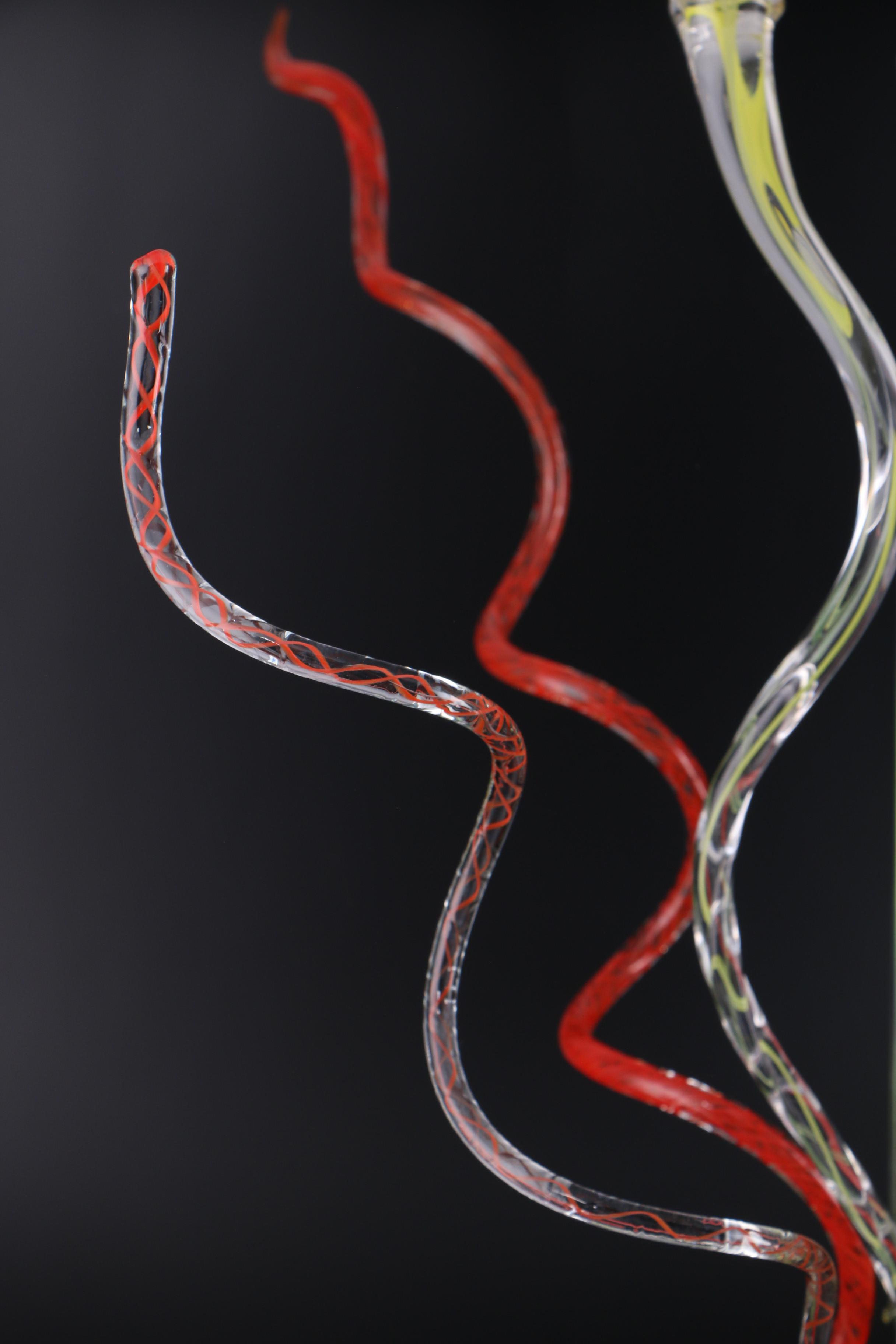 Darren Goodman Hand-Blown Reticello Glass Vase with Flowers, 2020