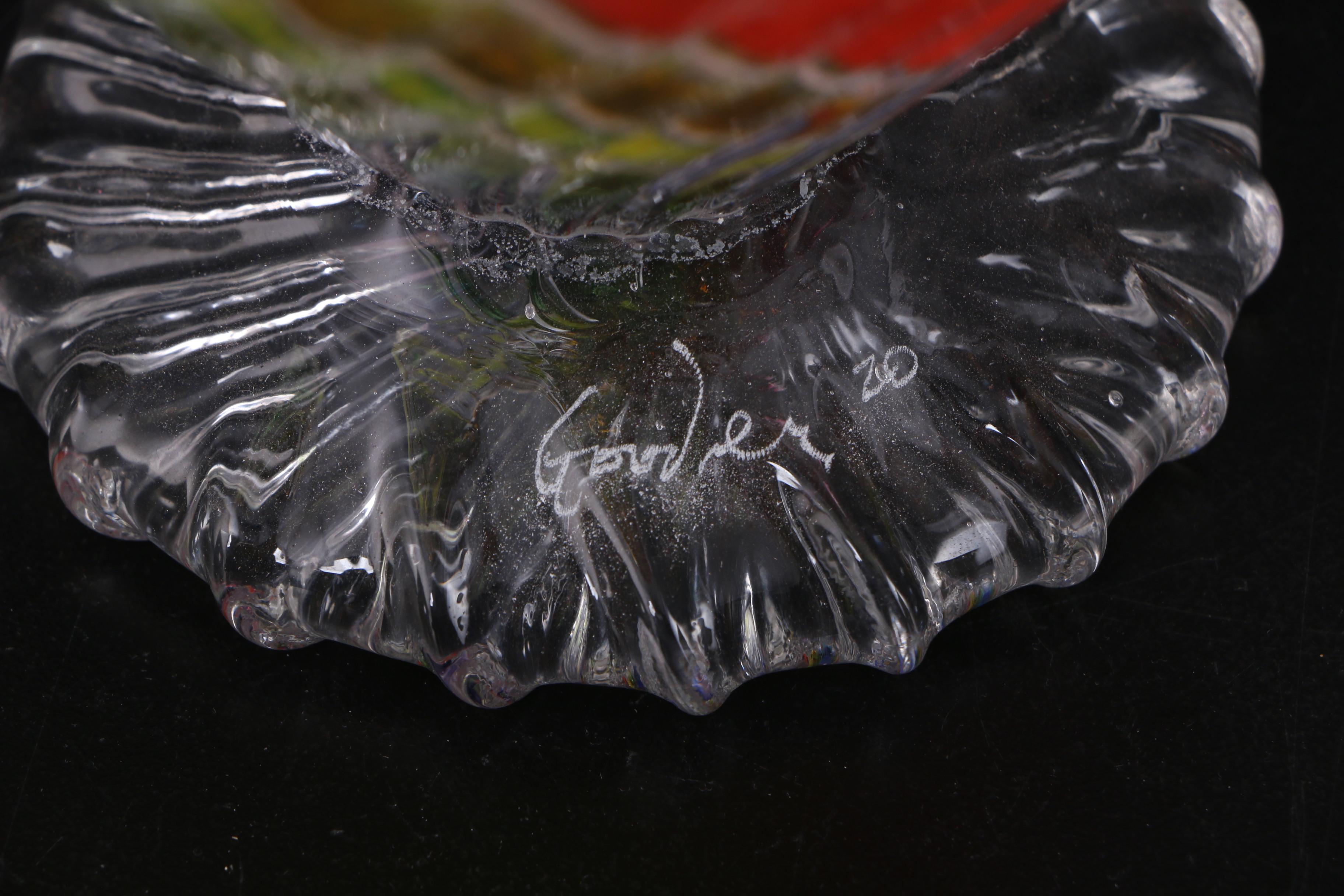 Darren Goodman Hand-Blown Reticello Glass Vase with Flowers, 2020