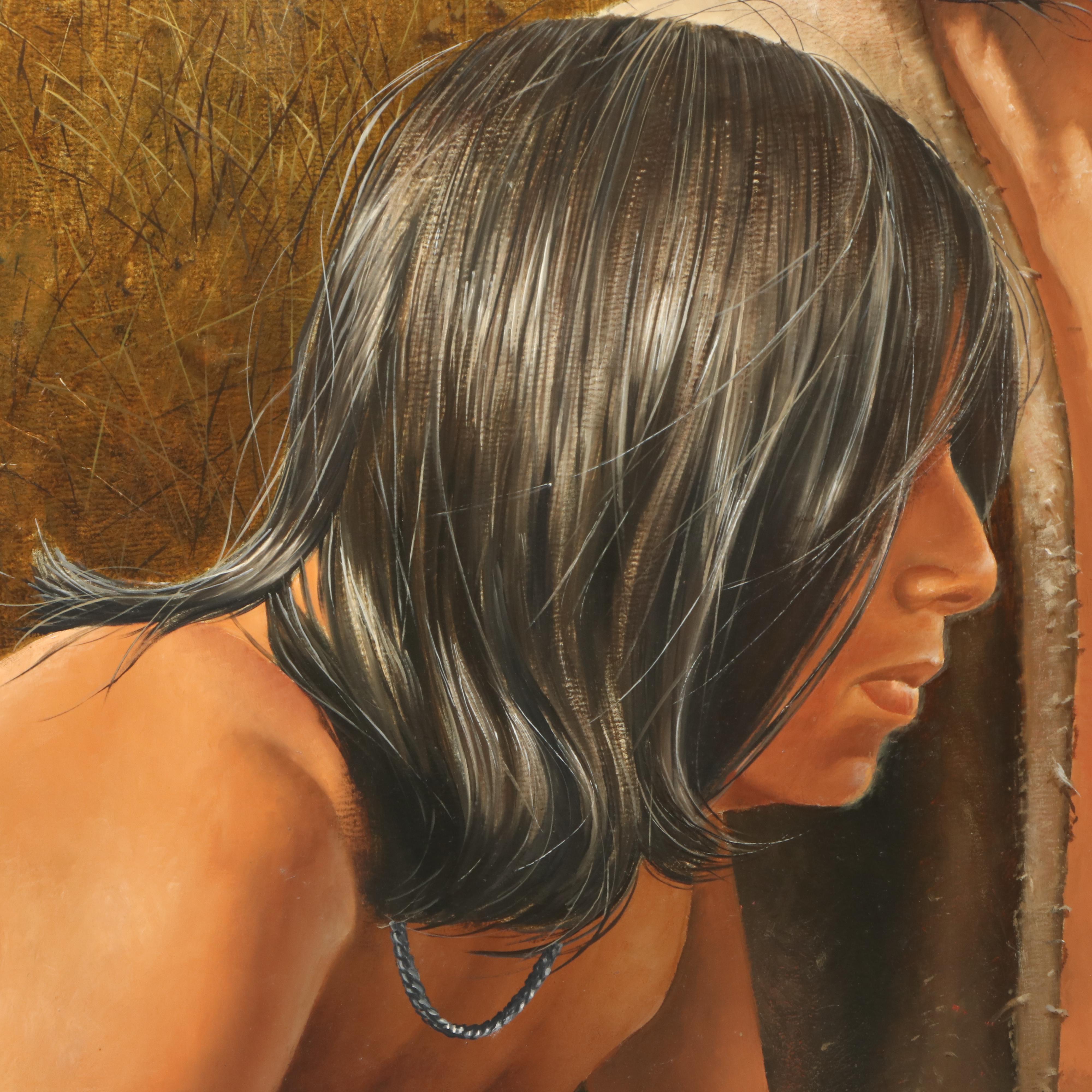 Paul Collins Oil Painting "Joe & Les," Late 20th Century