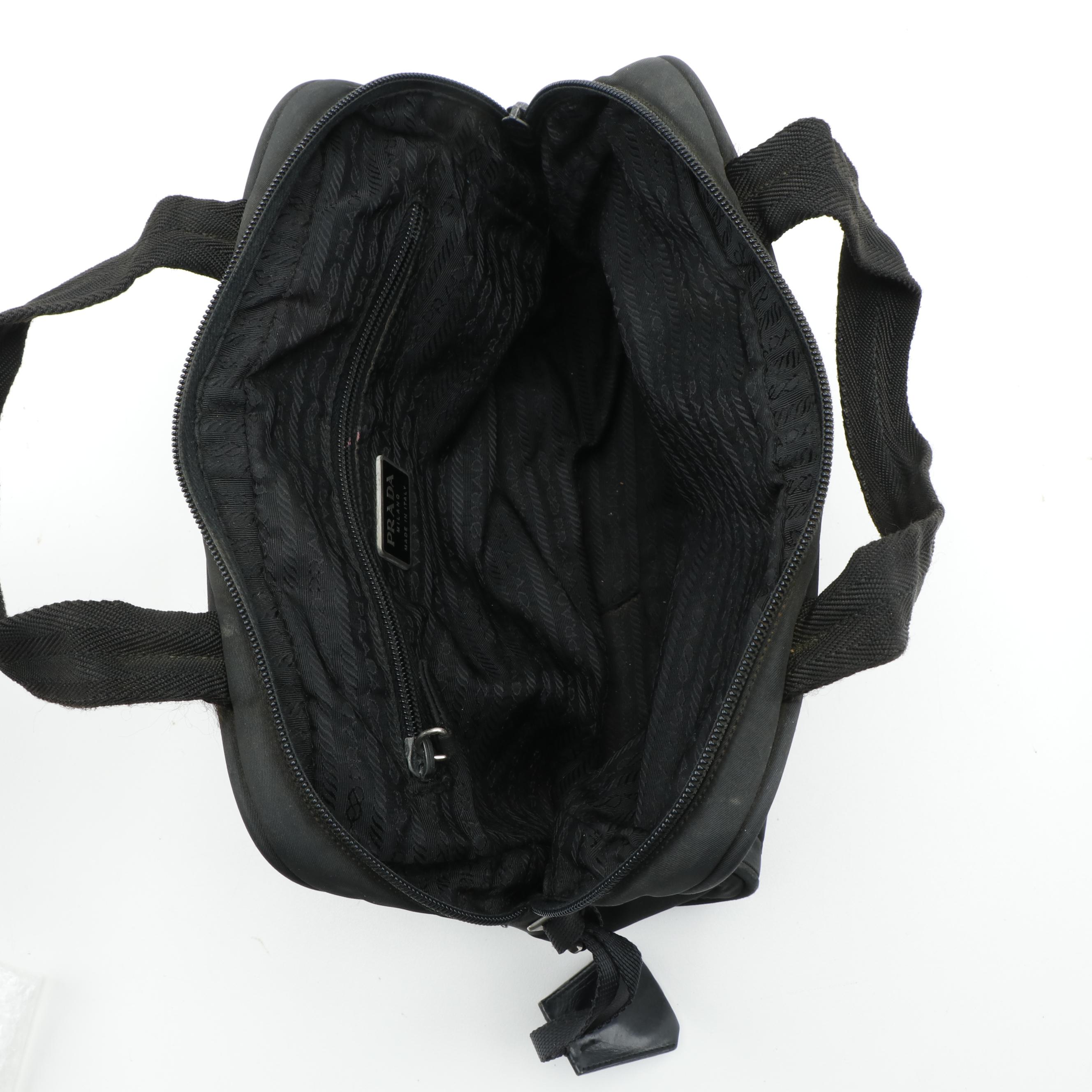 Prada Top Handle Bag in Black Tessuto Nylon with Grosgrain Handles