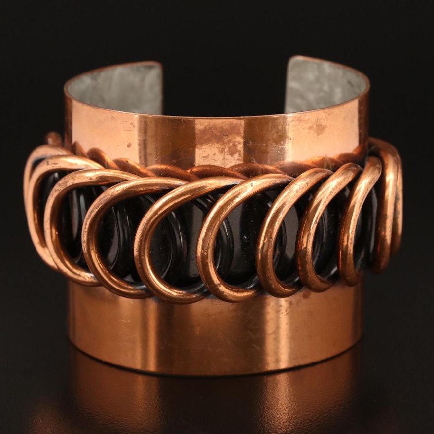 Vintage Francisco Rebajes Cuff with Spiral Coil Pattern Detail