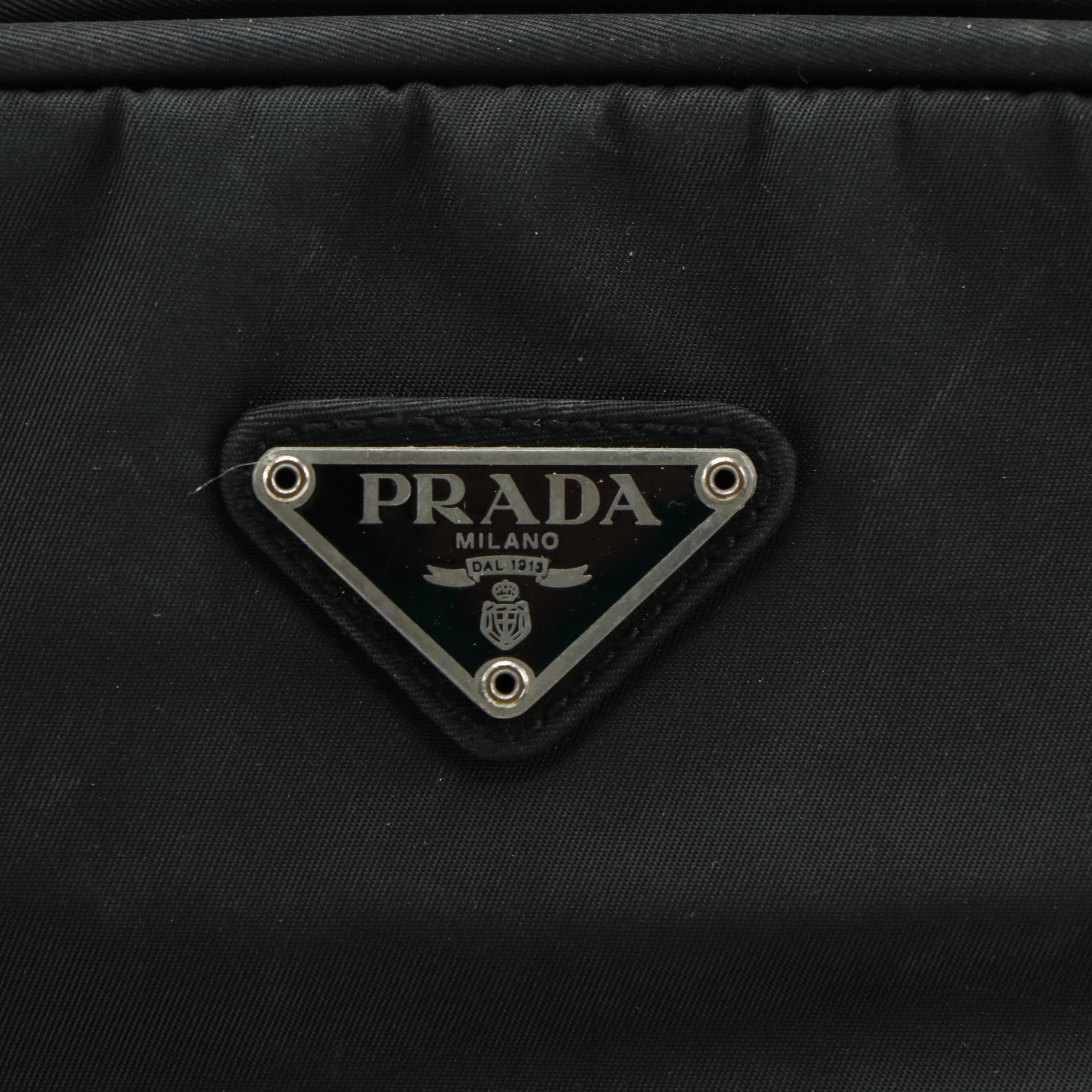 Prada Top Handle Bag in Black Tessuto Nylon with Grosgrain Handles