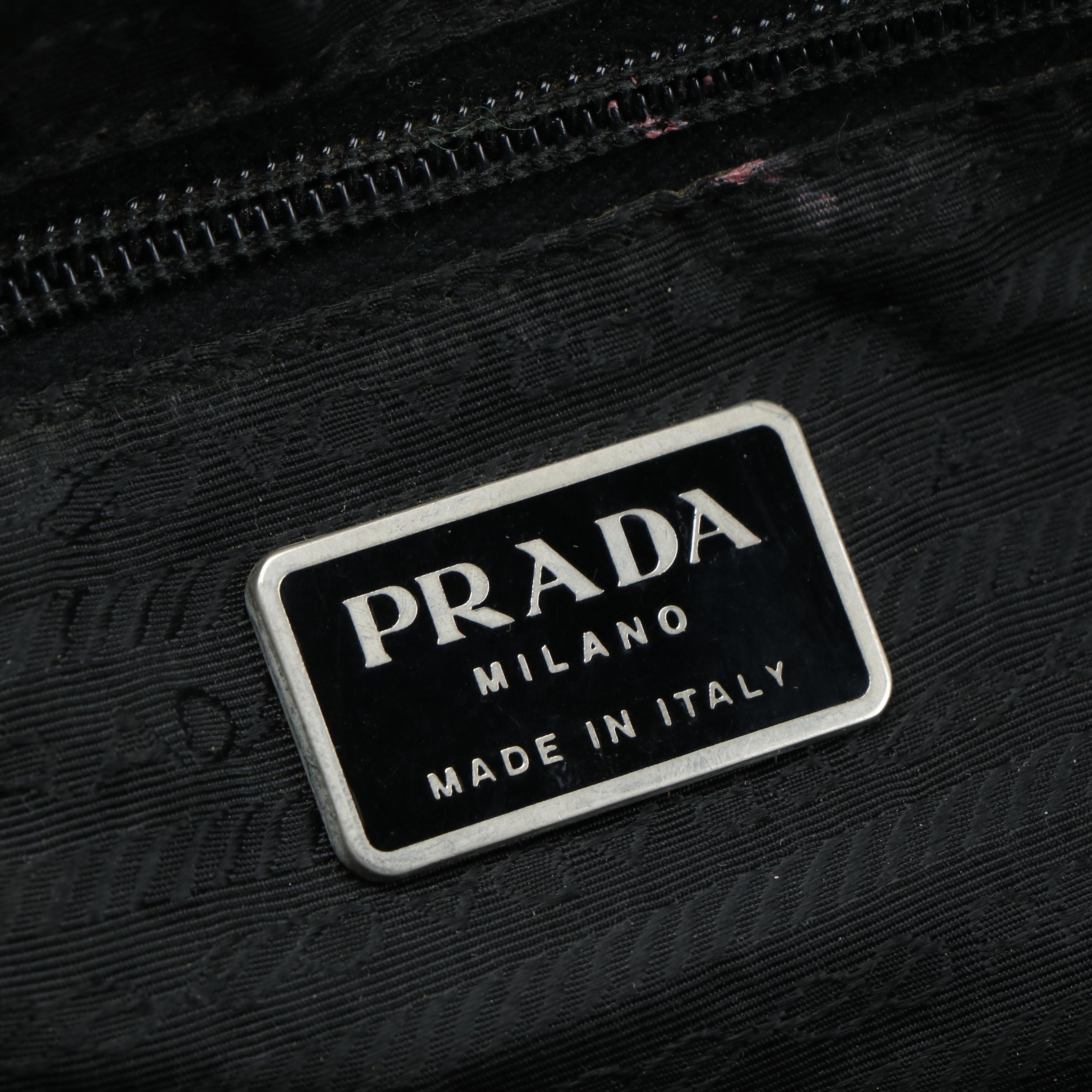 Prada Top Handle Bag in Black Tessuto Nylon with Grosgrain Handles