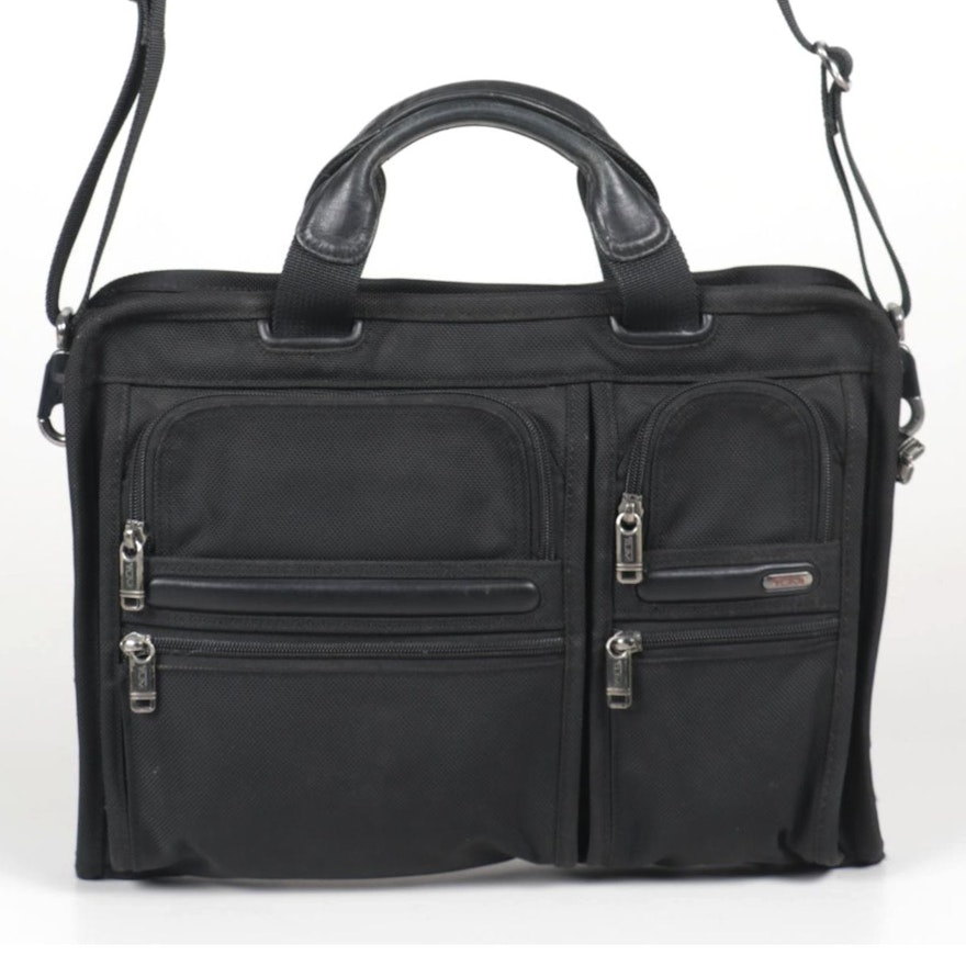 Tumi Briefcase in Black Nylon and Leather