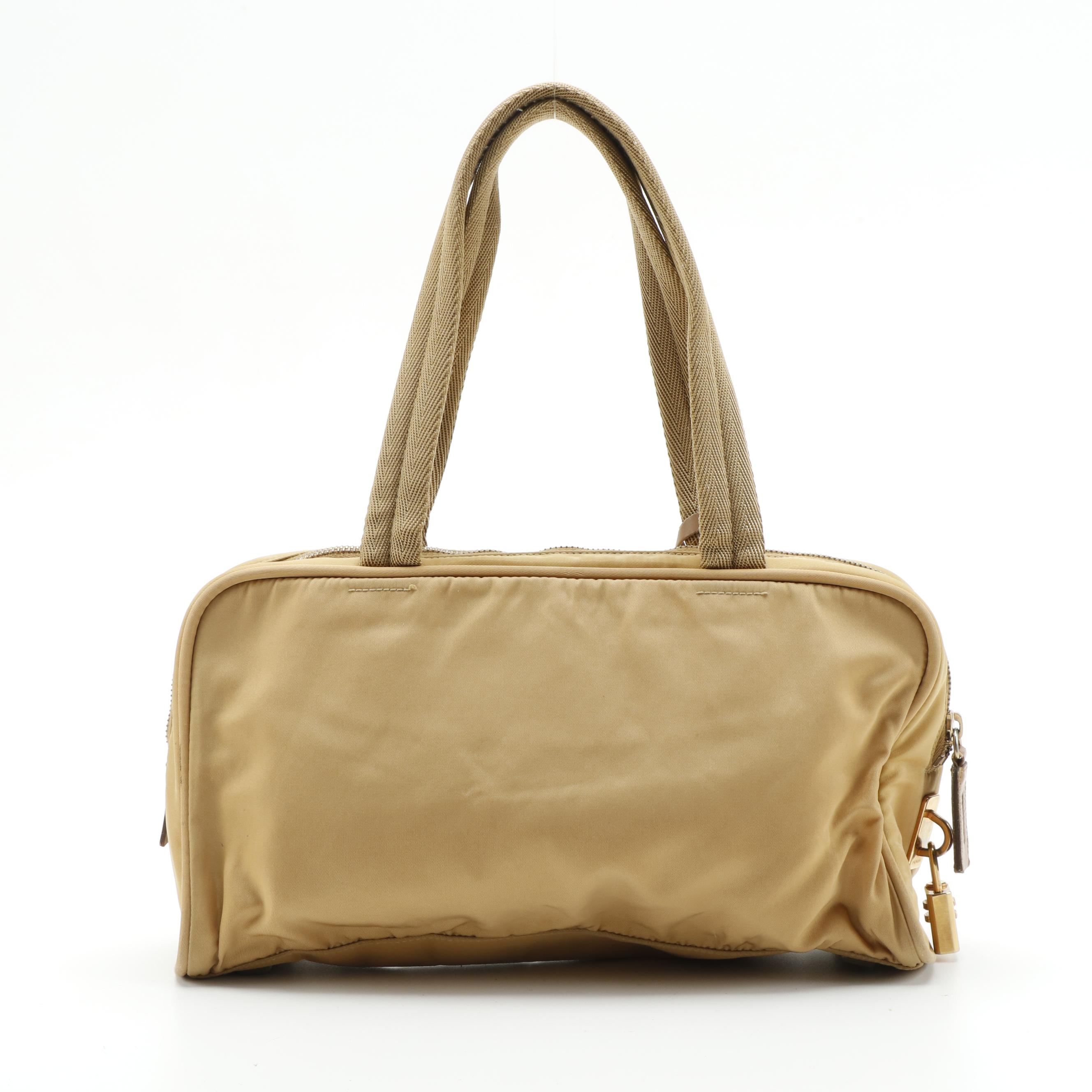 Prada Top Handle Bag in Beige Tessuto Nylon