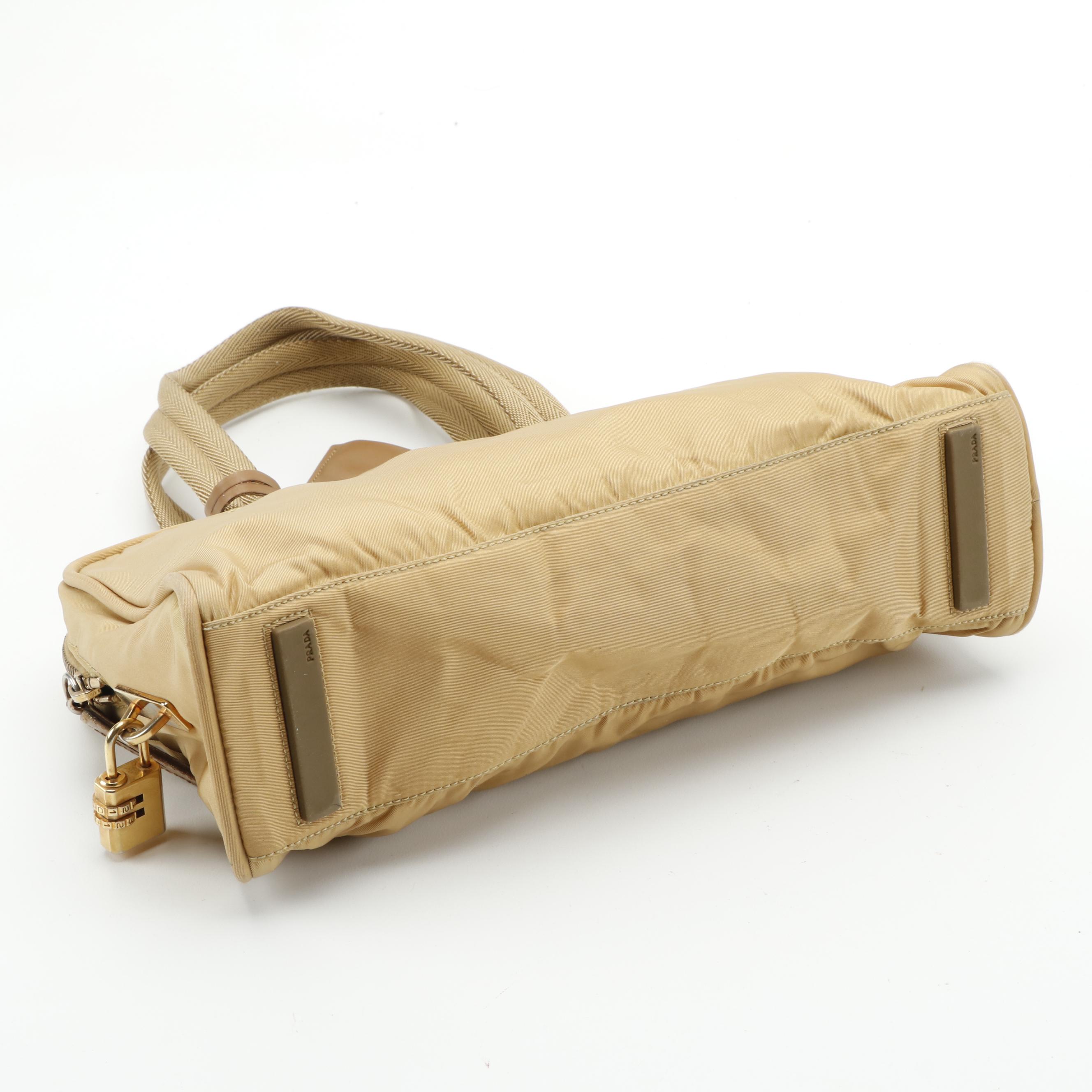 Prada Top Handle Bag in Beige Tessuto Nylon