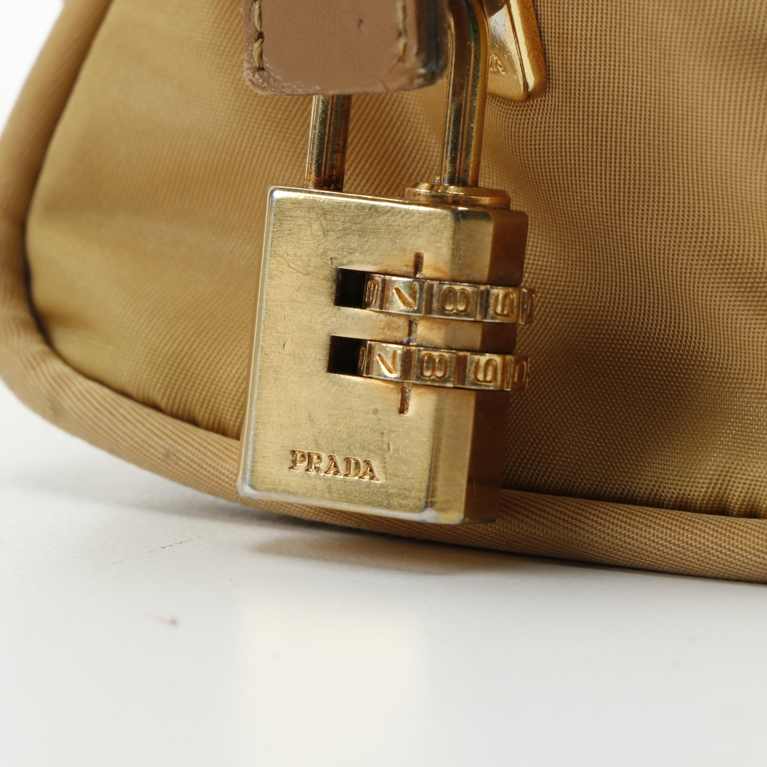 Prada Top Handle Bag in Beige Tessuto Nylon