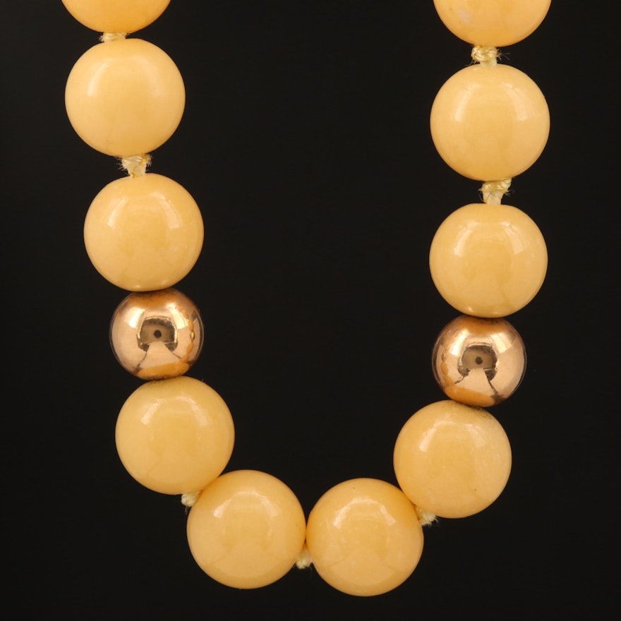 Beaded Quartzite Necklace with 14K Clasp and Accent Beads