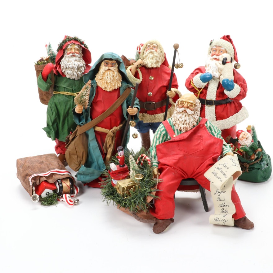 Possible Dreams "Father Christmas" and Other Santa Figurines, Late 20th Century