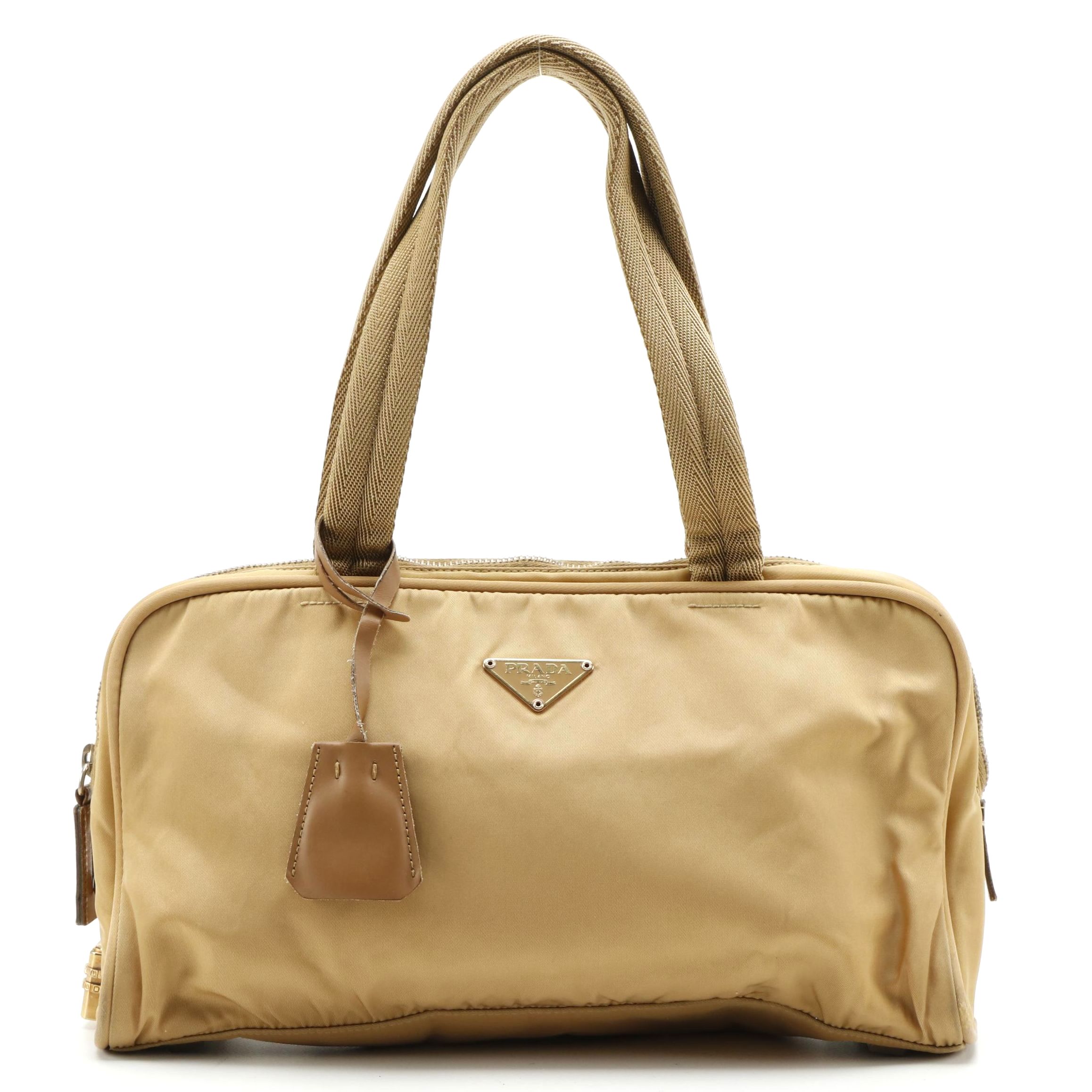 Prada Top Handle Bag in Beige Tessuto Nylon