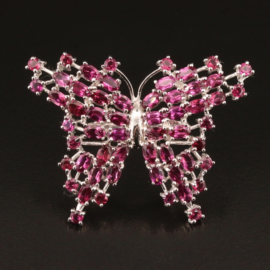 Sterling Silver Garnet Butterfly Ring