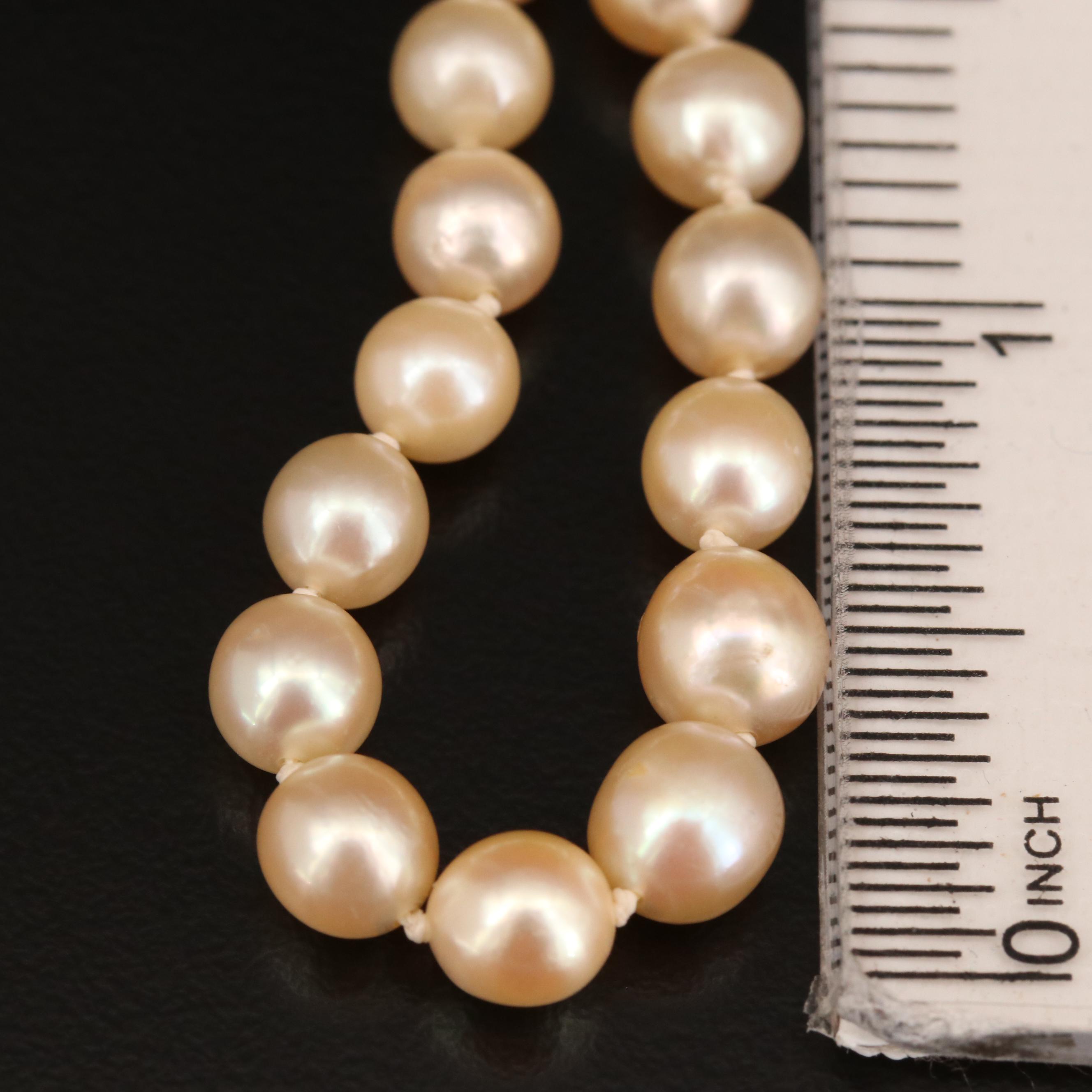 Vintage Graduated Akoya Pearl Necklace with 14K Clasp and GIA Report