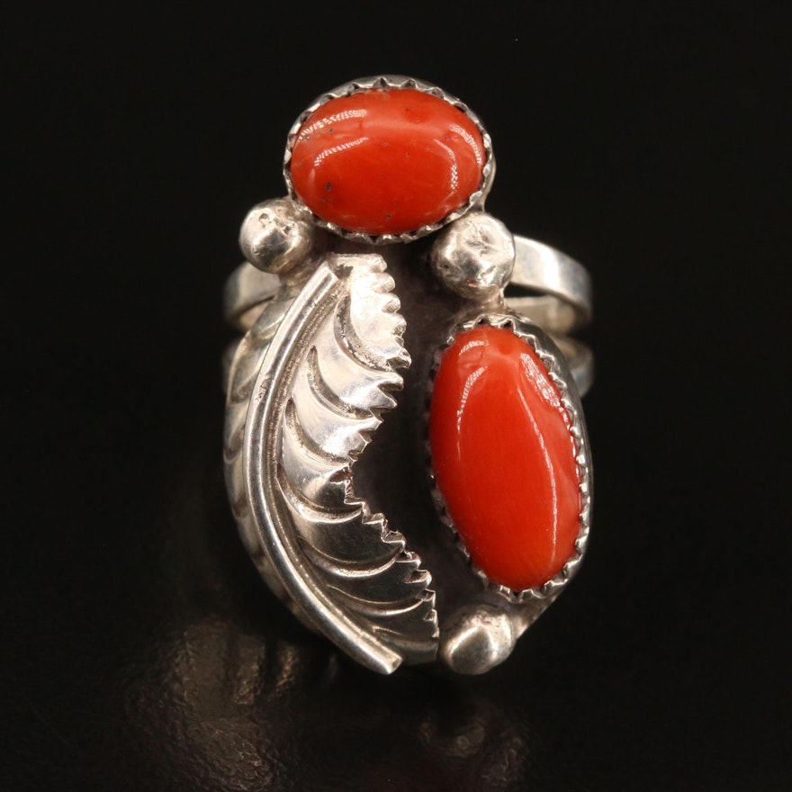 Western Sterling Coral Ring
