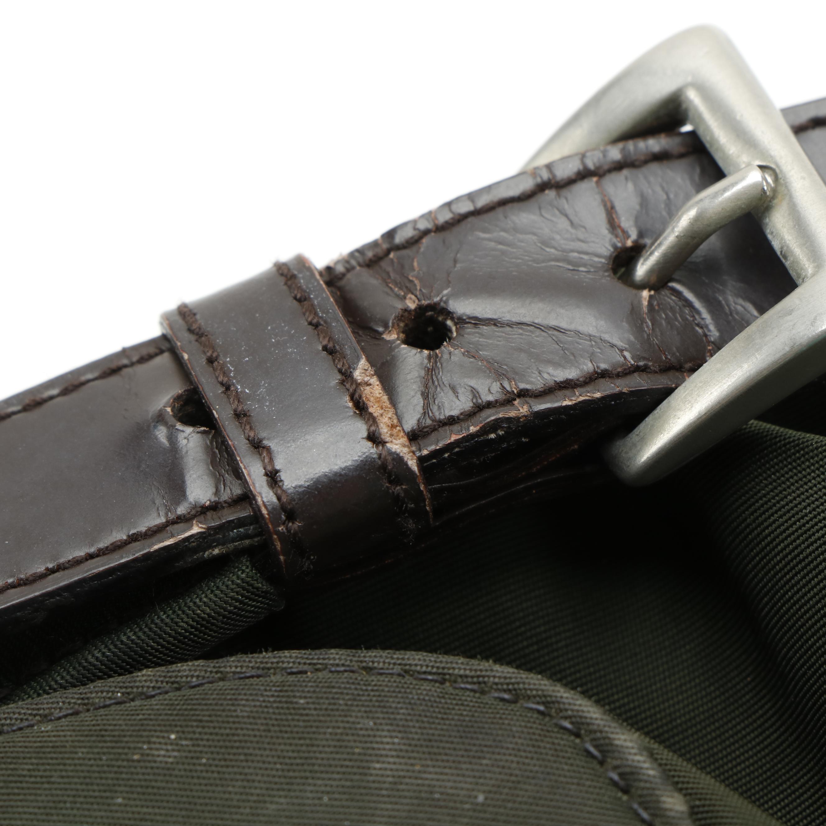 Prada Backpack in Dark Green Tessuto Nylon with Canvas Straps