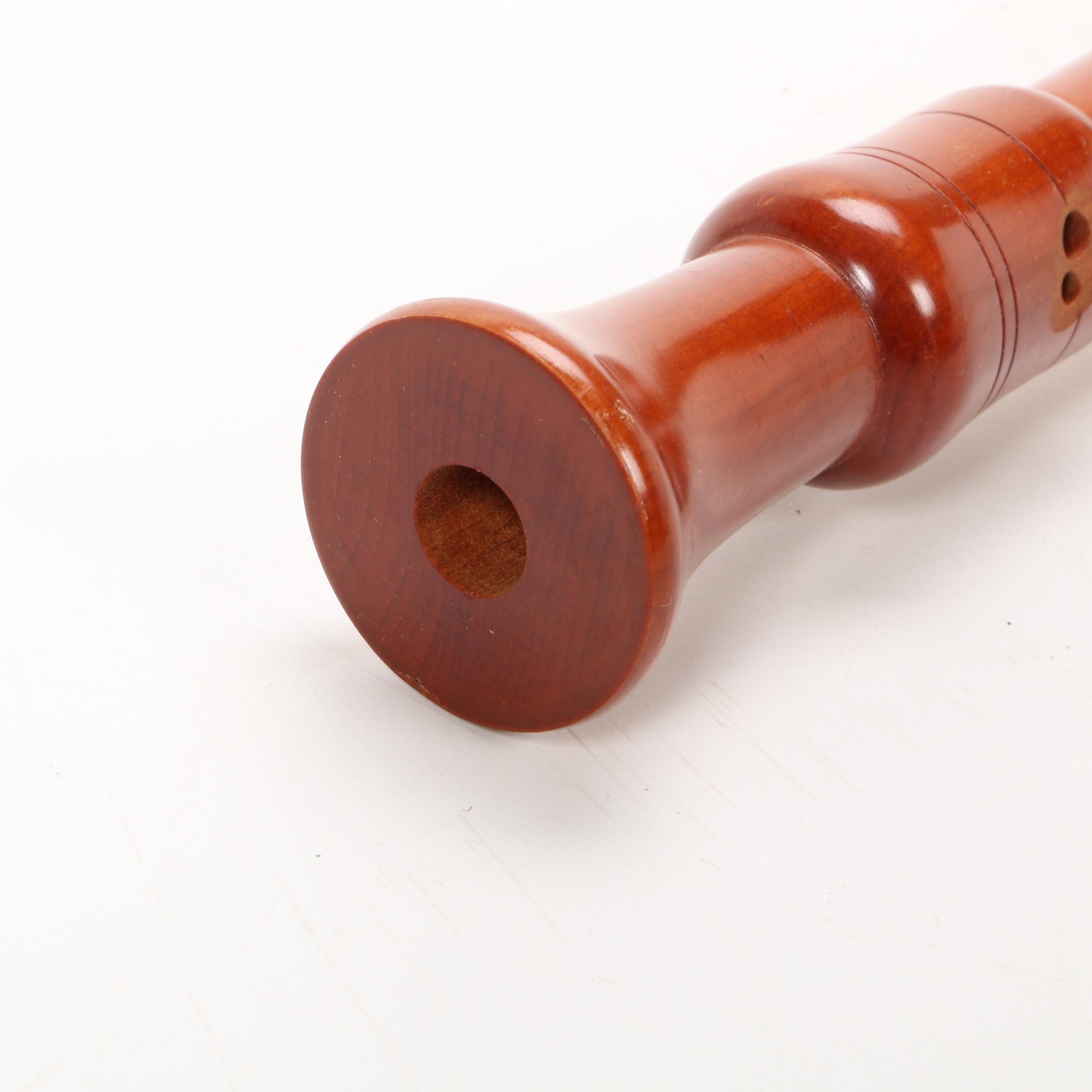 Johannes Adler German Handcrafted Pearwood Recorder, F-Alto, Mid 20th Century