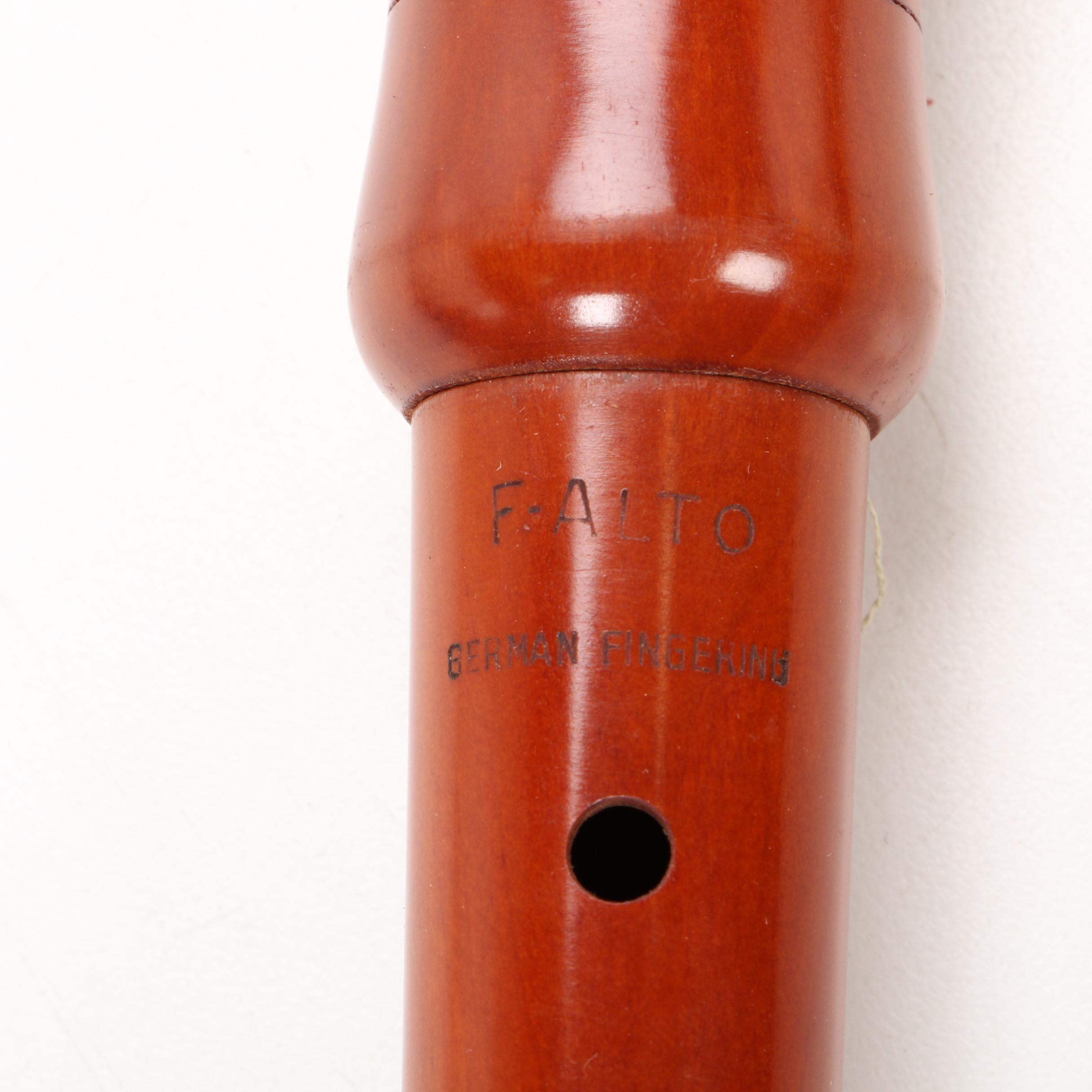 Johannes Adler German Handcrafted Pearwood Recorder, F-Alto, Mid 20th Century