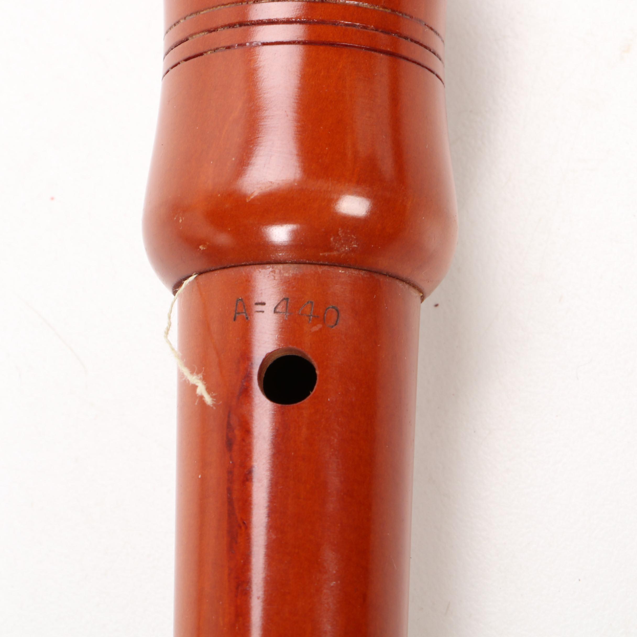 Johannes Adler German Handcrafted Pearwood Recorder, F-Alto, Mid 20th Century