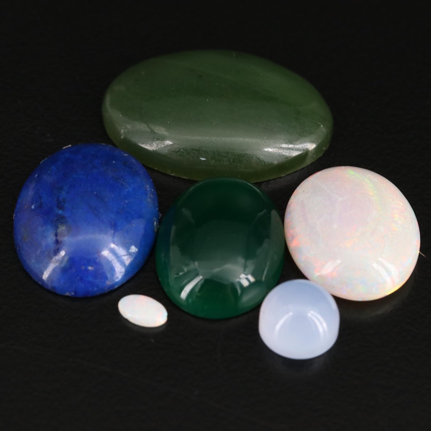 Loose Mixed Gemstones Including Opal, Chalcedony, Lapis Lazuli