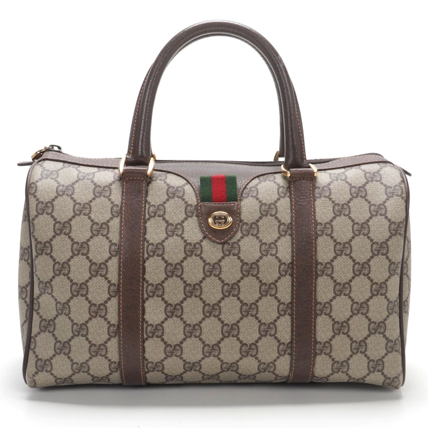 Gucci Accessory Collection Boston Bag in GG Supreme Canvas and Leather