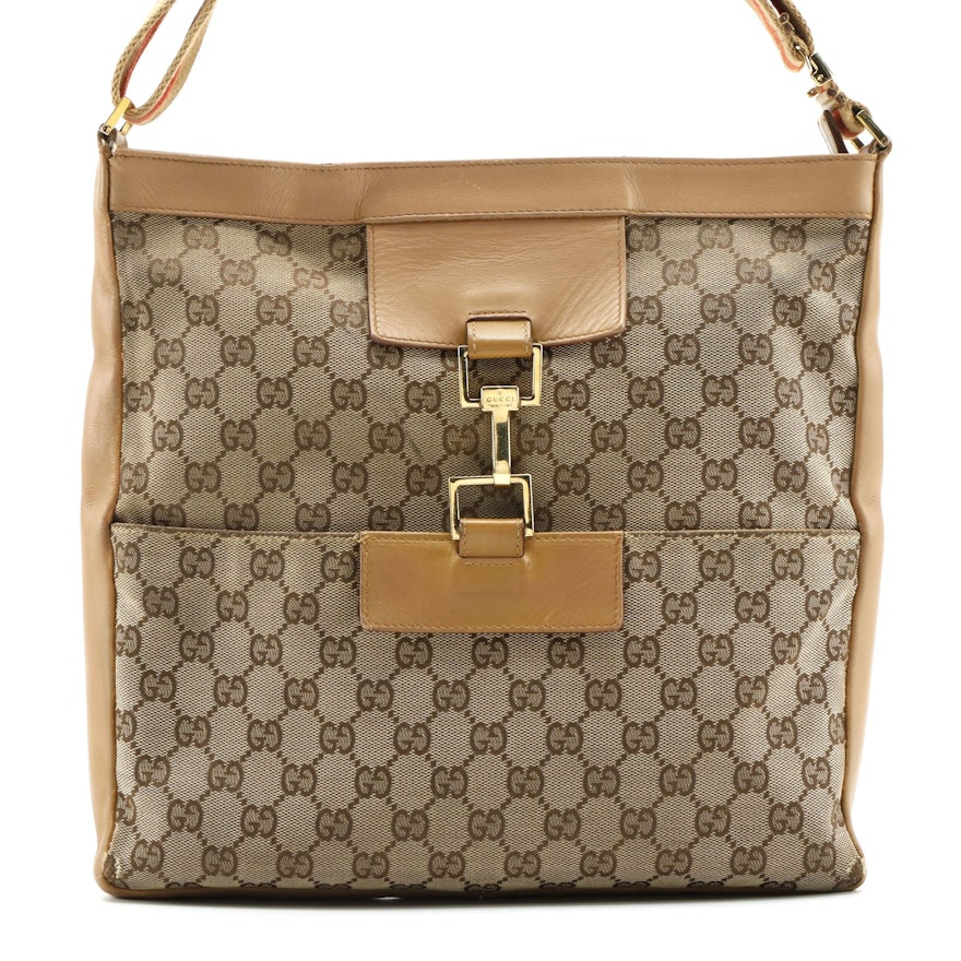Modified Gucci GG Supreme Canvas Shoulder Bag with Webstripe Adjustable Strap