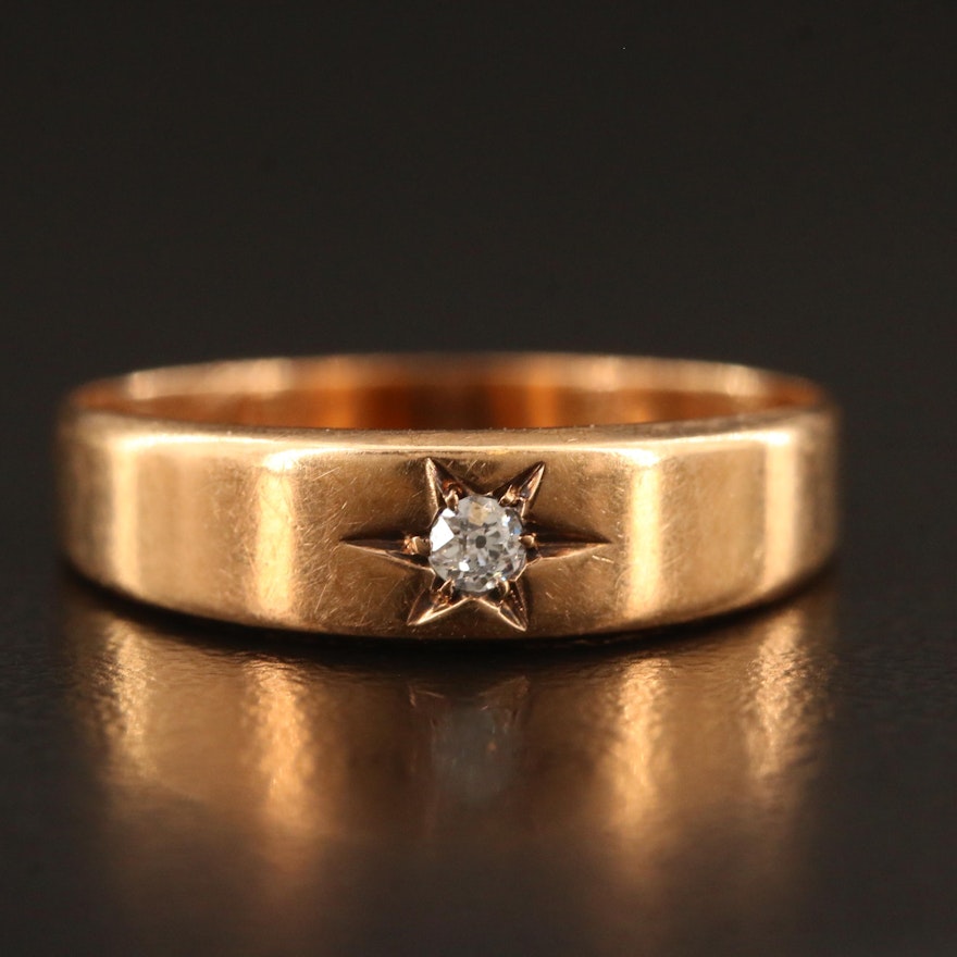 Victorian 14K Diamond Star Set Ring