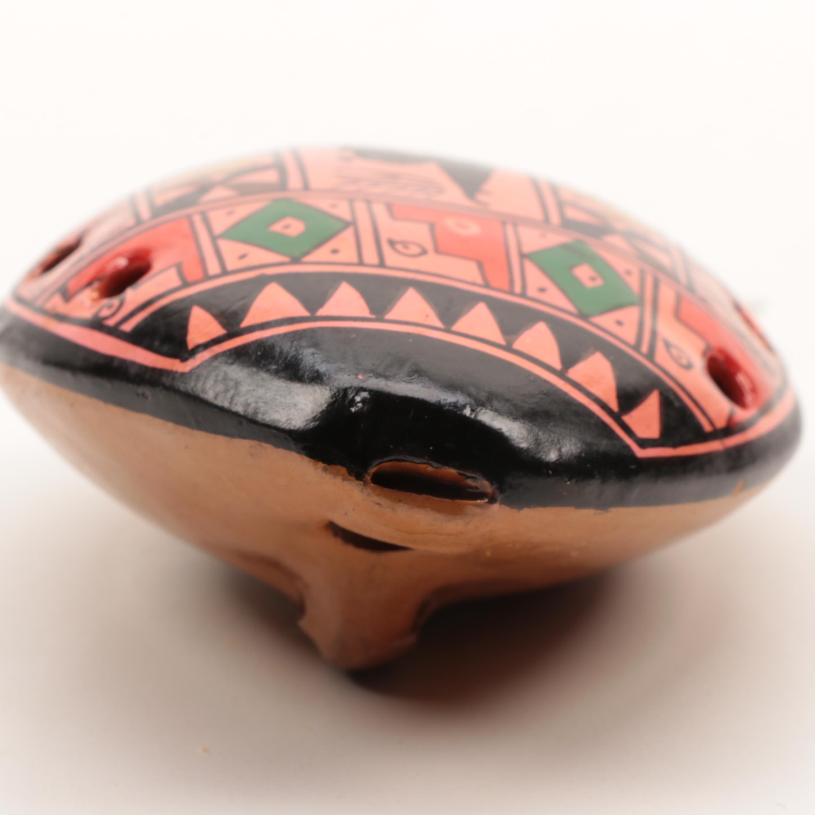 Peruvian Polychrome Clay Ocarina