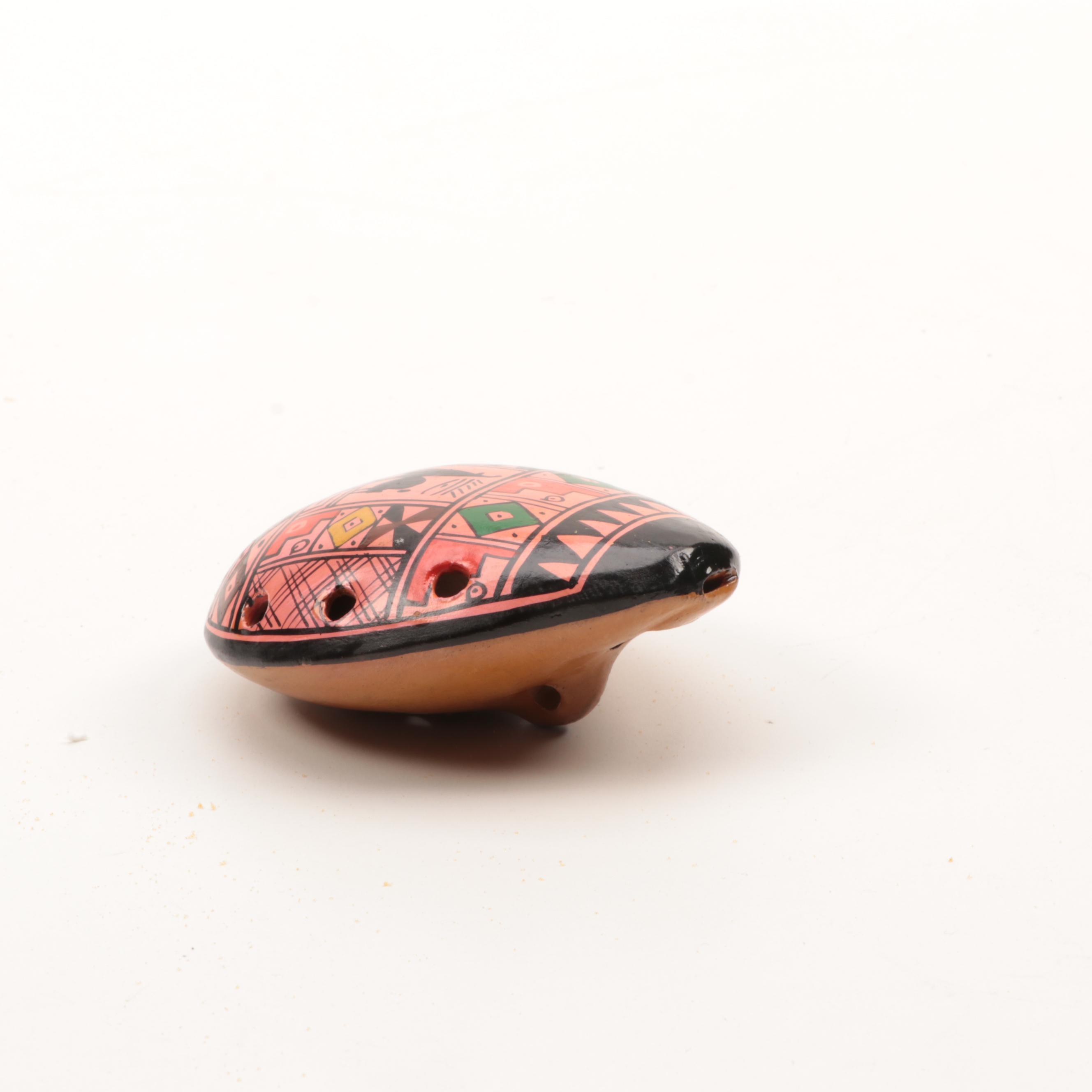 Peruvian Polychrome Clay Ocarina