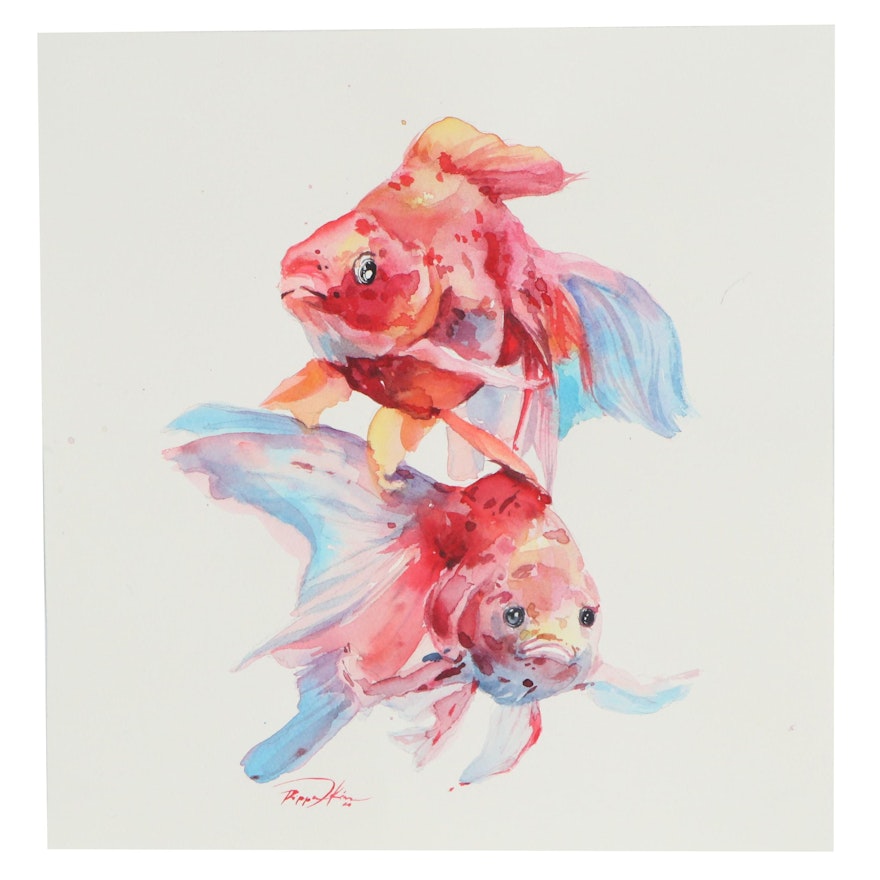 Pippa Kim Watercolor Painting of Colorful Fish