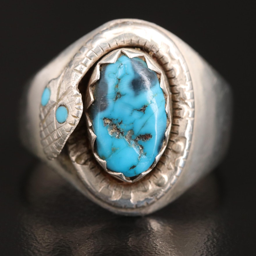 Sterling Silver Turquoise Serpent Ring