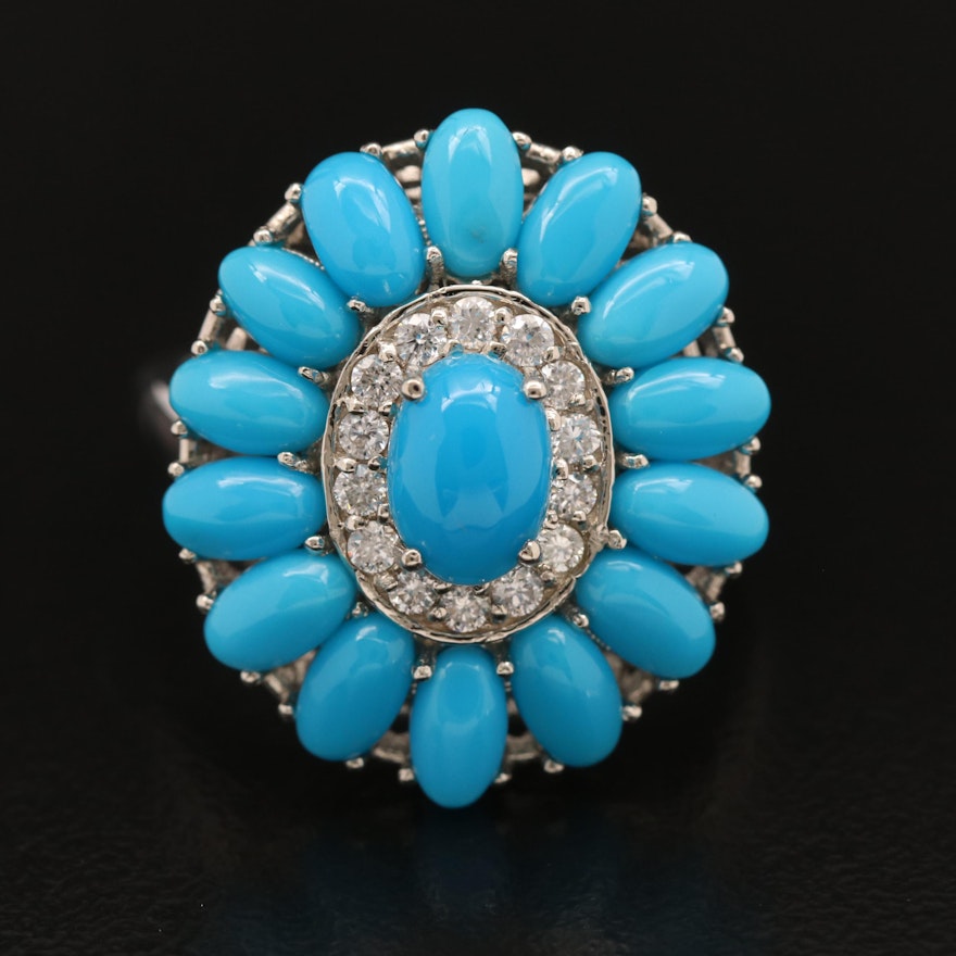 14K Turquoise and Diamond Ring