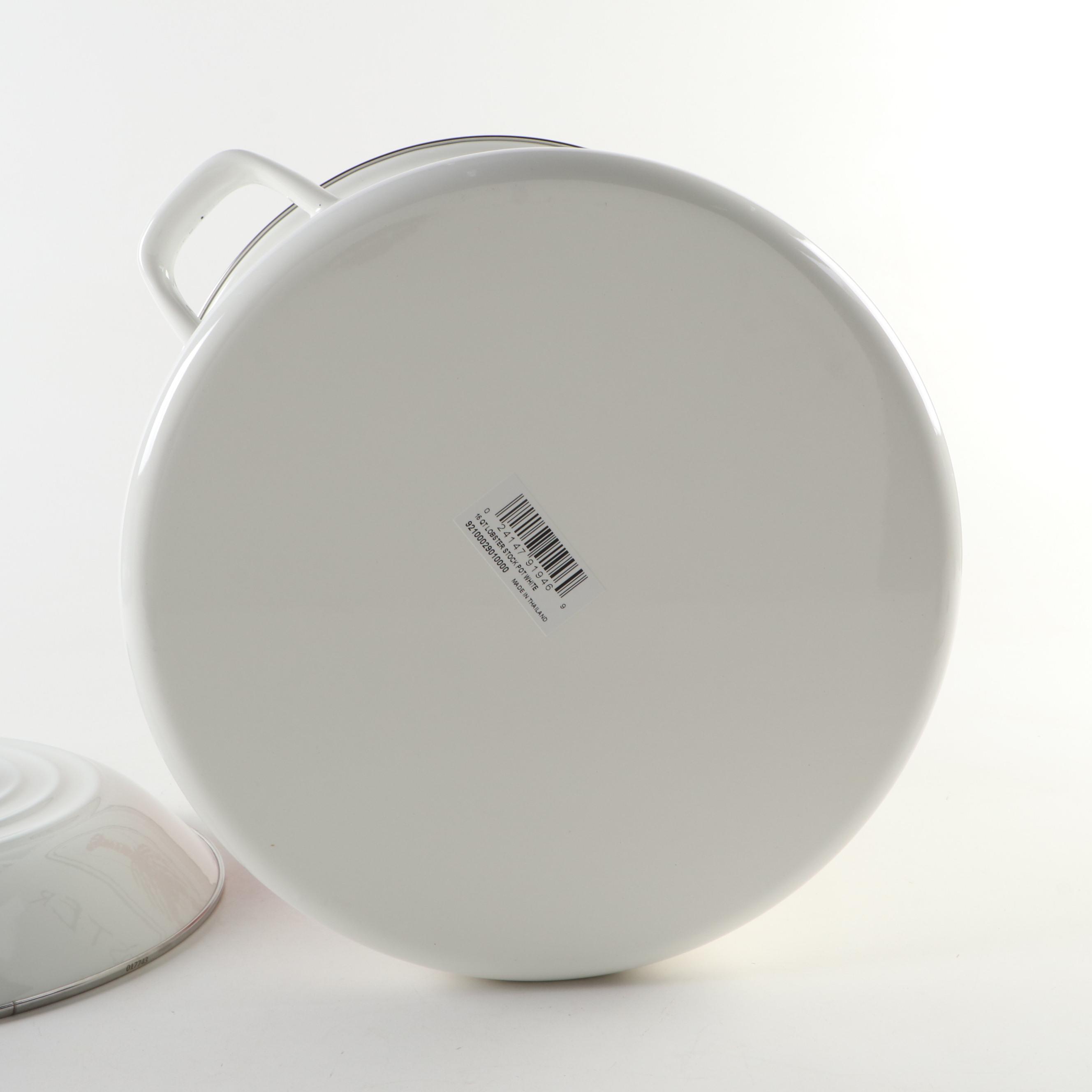 Le Creuset Enameled Metal Lobster Stockpot in White