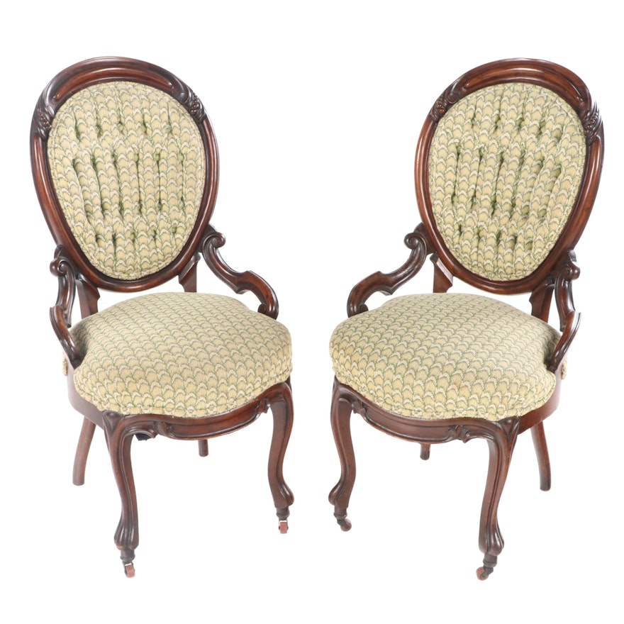 Pair of Rococo Revival Walnut Side Chairs, Third Quarter 19th Century