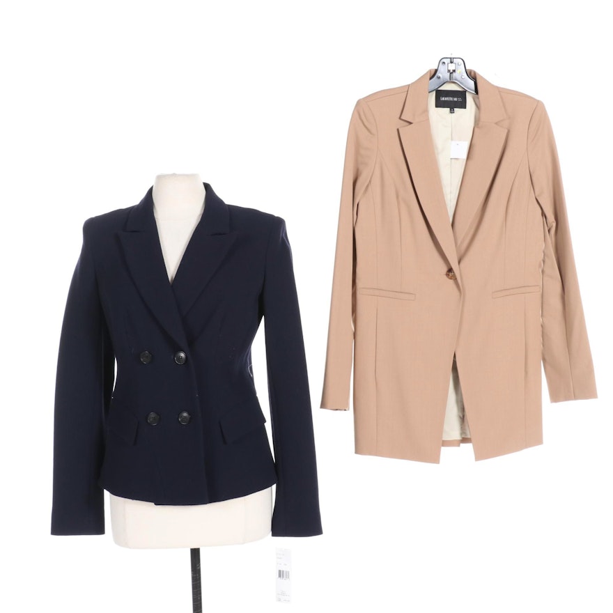 Two Lafayette 148 New York Blazers in Navy and Beige