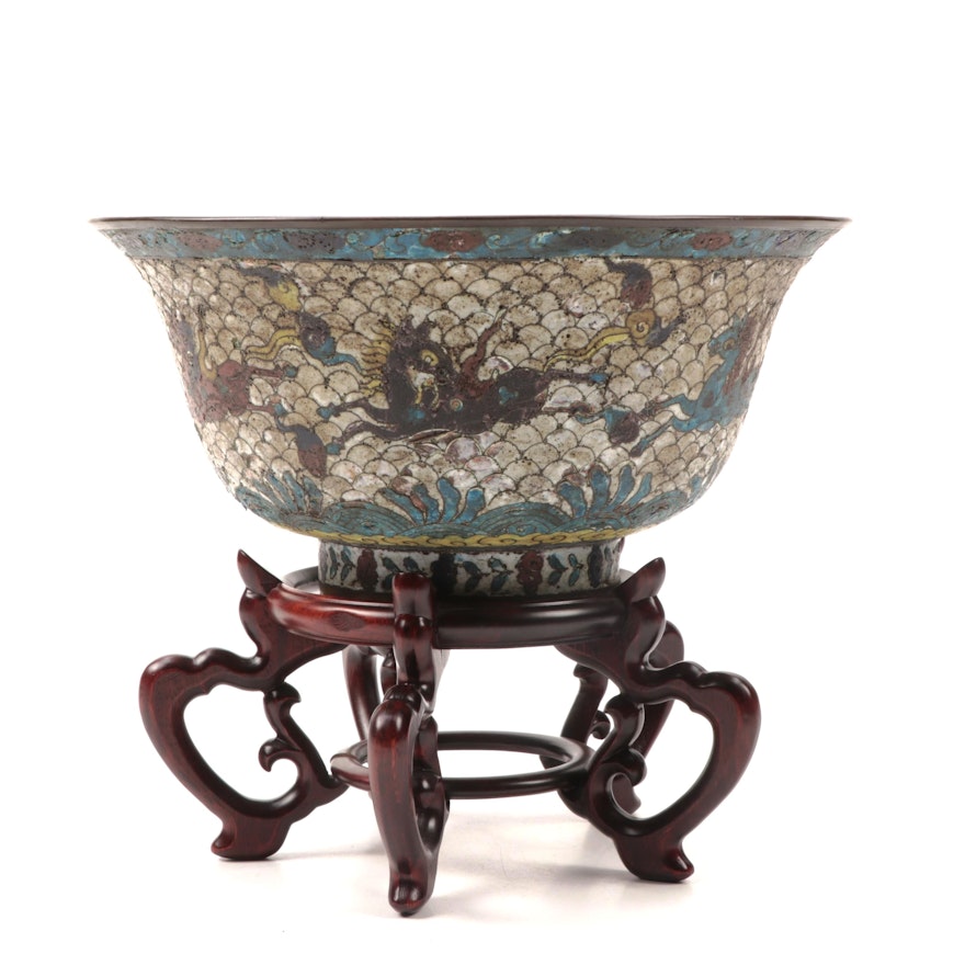 Ming Dynasty Style Fish Scale Cloisonné Bowl