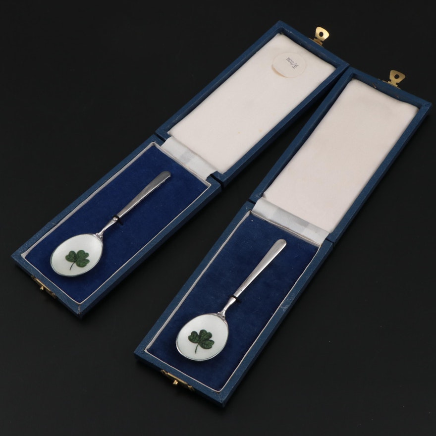 Royal Irish Silver Co. Sterling Silver and Enamel Souvenir Spoons, 1970