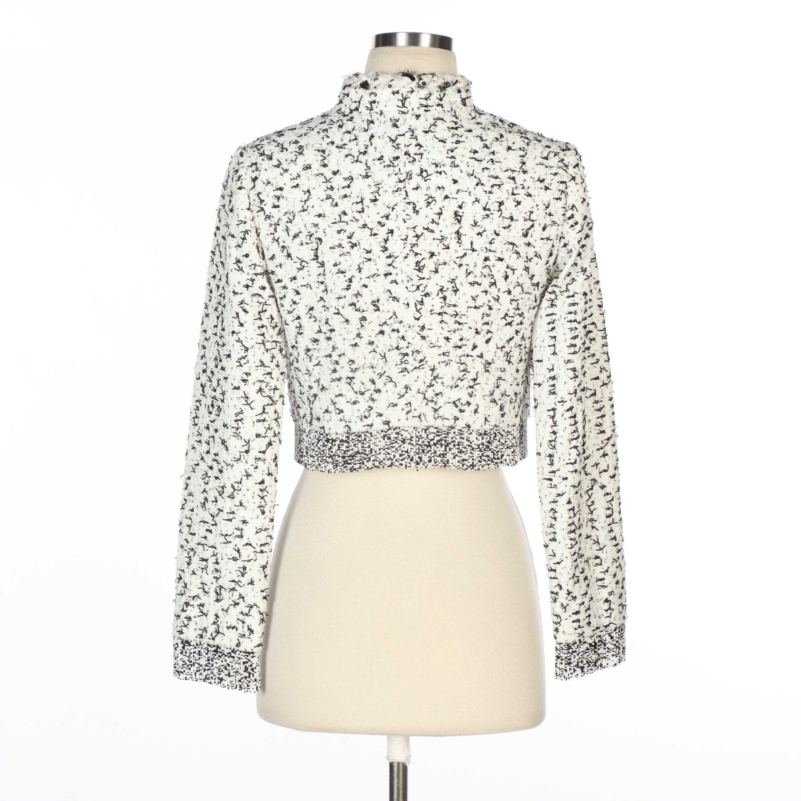 Oscar de la Renta Red Eel Skin Asymmetrical Coat and Beaded Tweed Cropped Jacket