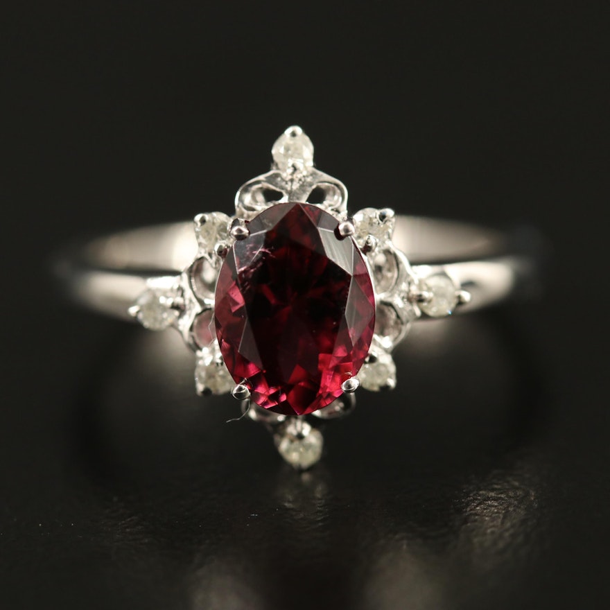 10K Garnet and Diamond Ring