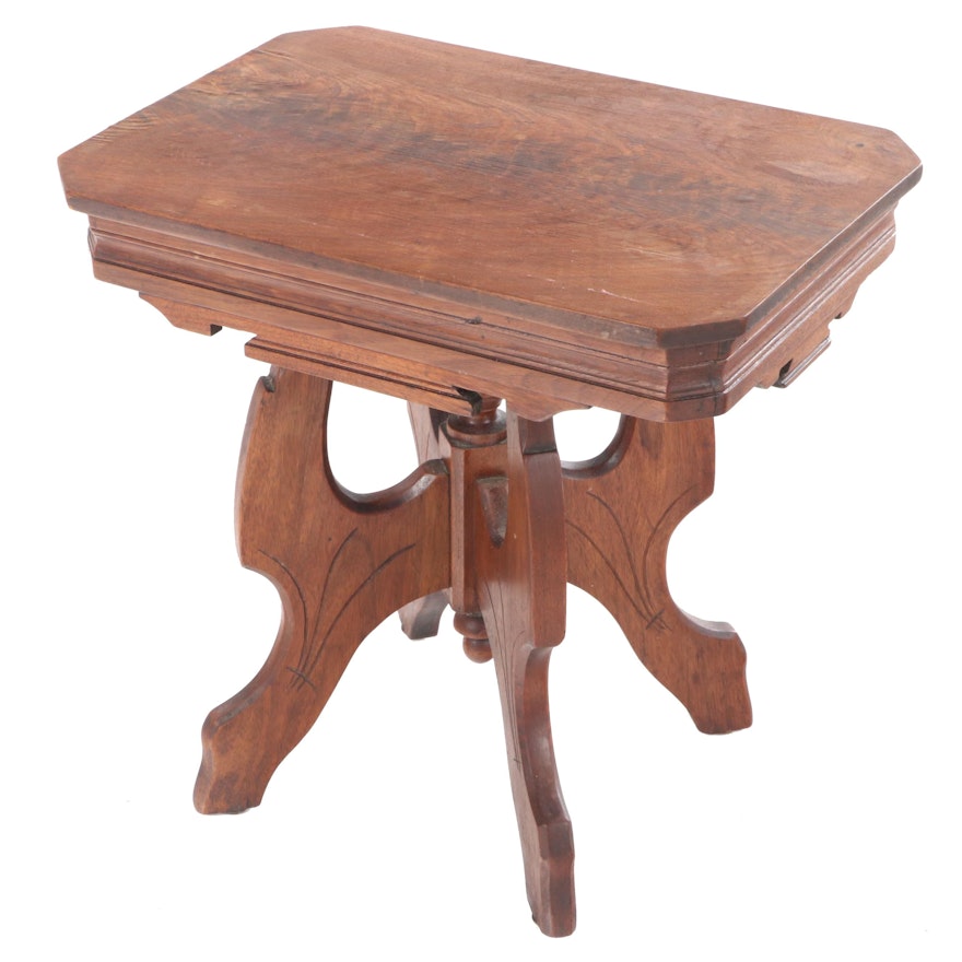 Victorian Eastlake Walnut Side Table, Late 19th/Early 20th Century