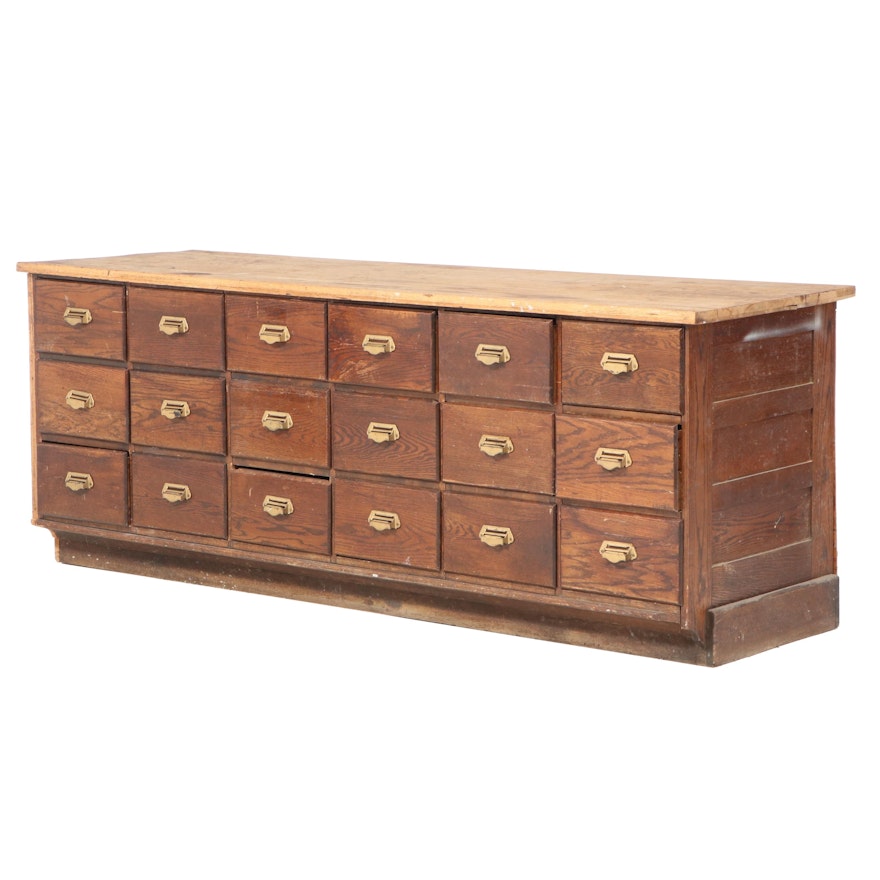 Mixed Wood Multi-Drawer Storage Retail Counter, Early 20th Century